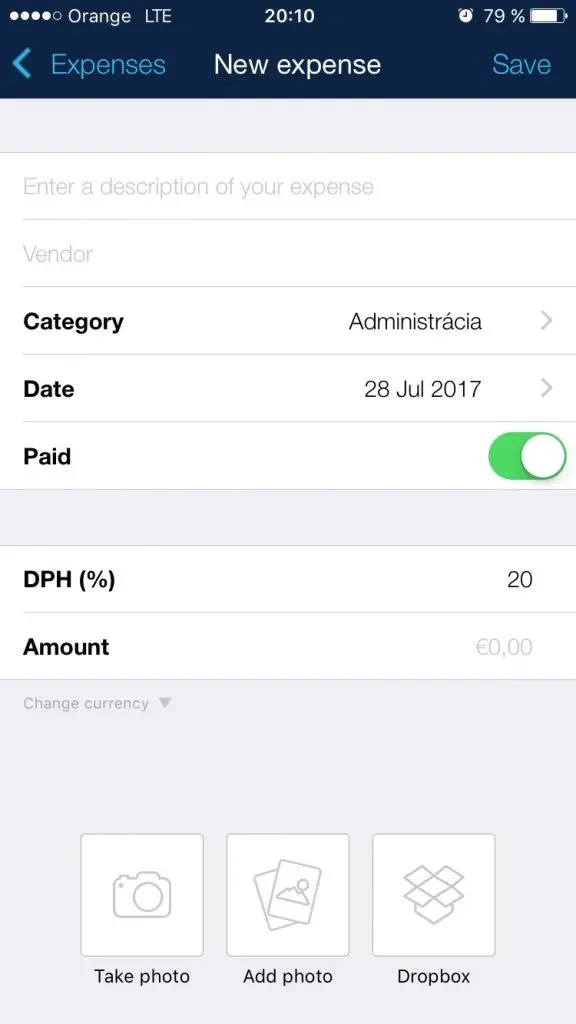 Vytvorenie faktúry cez natívnu mobilnú aplikáciu