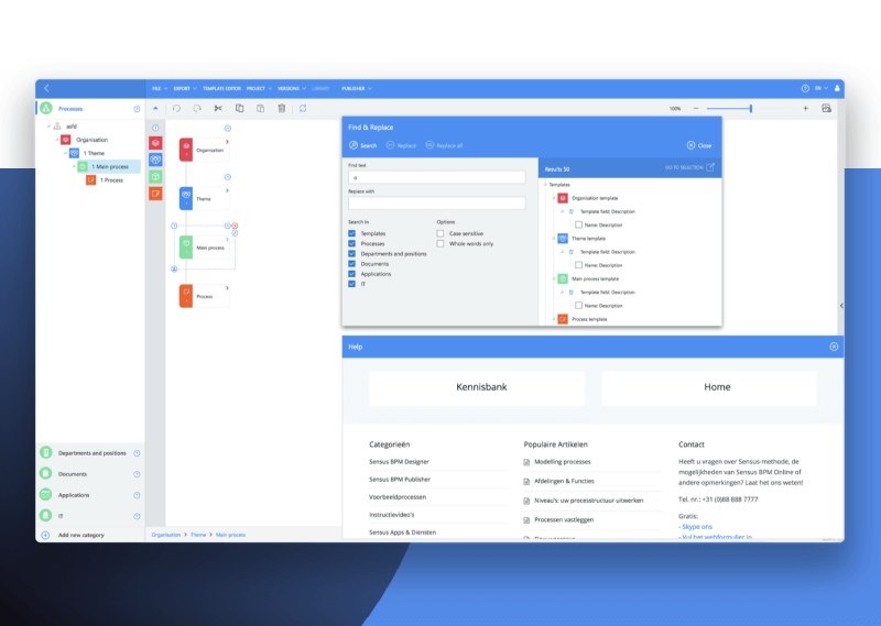 BPM information system Sensus Modeler. Creating structures and processes directly in the browser. A modern web tool built on HTML5 and Javascript.